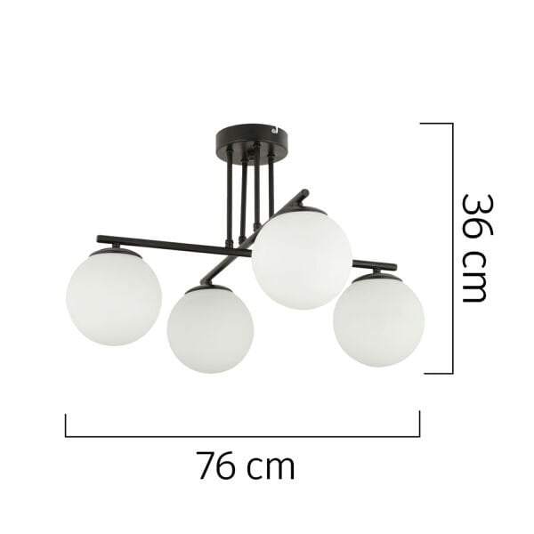 Mali 4 Lü Siyah Avize Beyaz Camlı Modern Genç Odası Mutfak Yatak Odası Retro Salon Avize