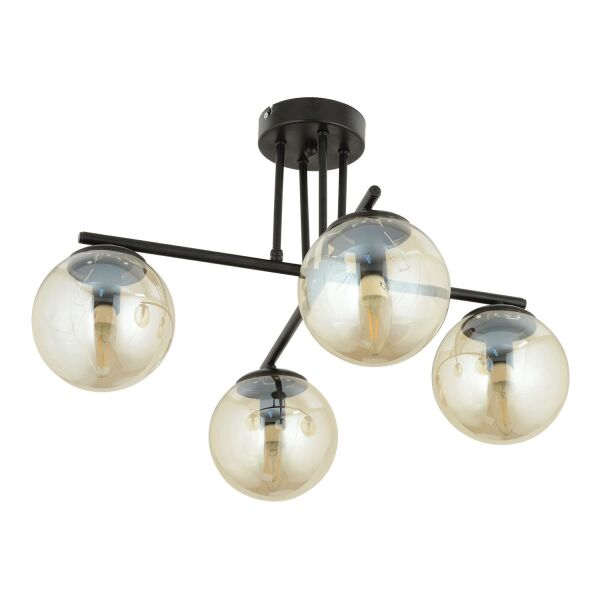 Mali 4 Lü Siyah Avize Bal Camlı Modern Genç Odası Mutfak Yatak Odası Retro Salon Avize