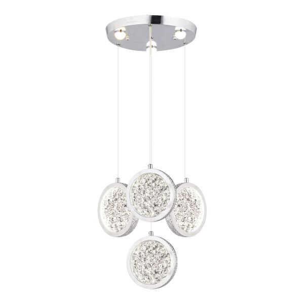 Furmet 4'lü Yuvarlak Krom Sarkıt Ledli Modern Mutfak Koridor Led Salon Sarkıt Avize