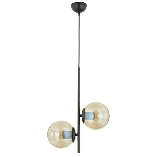 Malibu 2 Li Siyah Bal Camlı Modern Genç Odası Mutfak Yatak Odası Retro Salon Avize