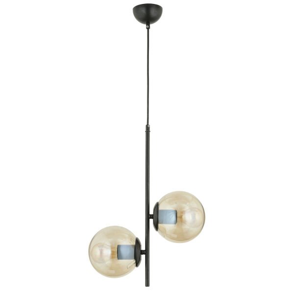 Malibu 2 Li Siyah Bal Camlı Modern Genç Odası Mutfak Yatak Odası Retro Salon Avize