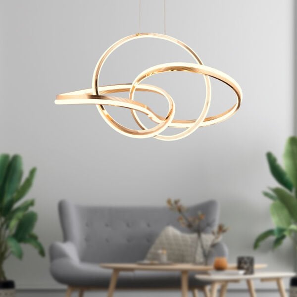 Pireal Tekli Gold Ledli Modern Koridor, Yatak Odası Salon Sarkıt Led Avize