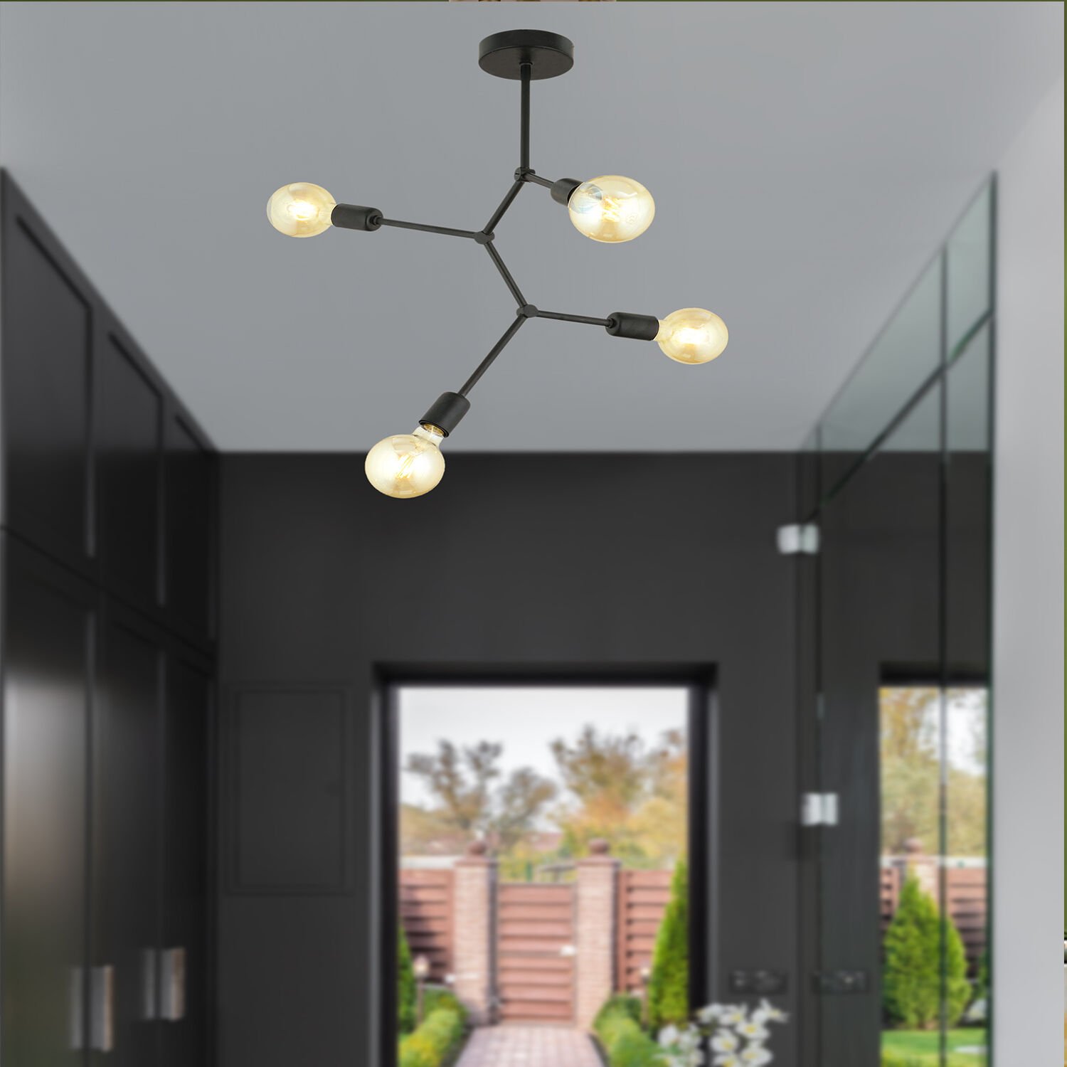 Darvin 4 Lü Siyah Modern Genç Odası Mutfak Yatak Odası Retro Salon Avize