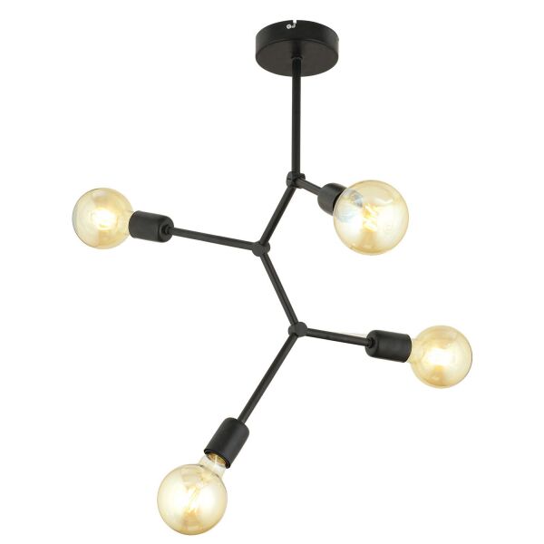 Darvin 4 Lü Siyah Modern Genç Odası Mutfak Yatak Odası Retro Salon Avize