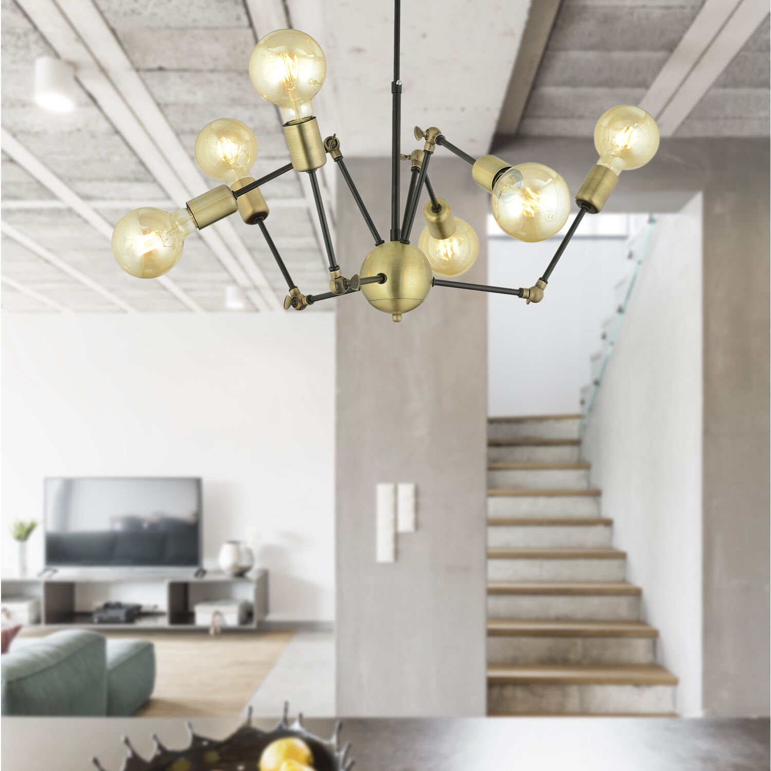 Dorlan 6 Lı Eskitme Siyah Modern Genç Odası Yatak Odası Retro Salon Avize