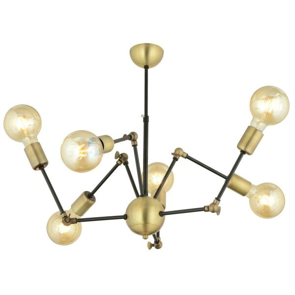 Dorlan 6 Lı Eskitme Siyah Modern Genç Odası Yatak Odası Retro Salon Avize