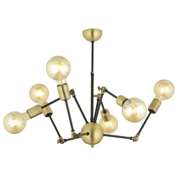 Dorlan 6 Lı Eskitme Siyah Modern Genç Odası Yatak Odası Retro Salon Avize