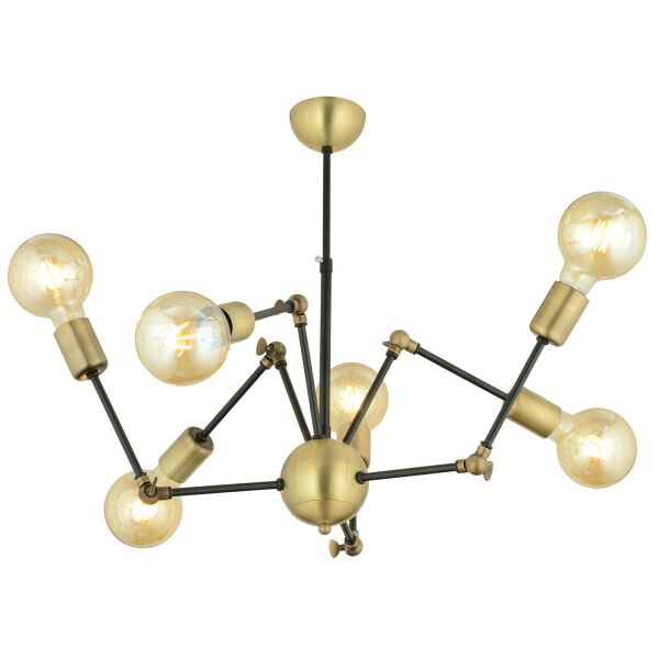 Dorlan 6 Lı Eskitme Siyah Modern Genç Odası Yatak Odası Retro Salon Avize