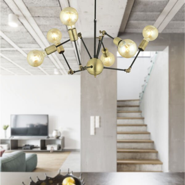 Dorlan 6 Lı Eskitme Siyah Modern Genç Odası Yatak Odası Retro Salon Avize