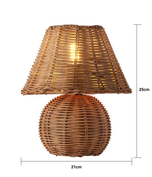 Gırona Rattan Hasır Abajur Masa Lambası