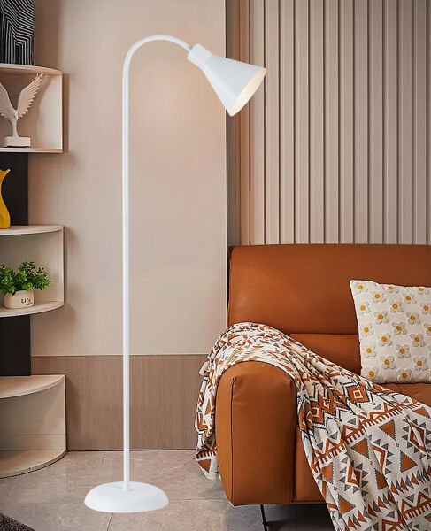 Testa Metal Oynar Başlıklı Ayaklı Abajur Beyaz Lambader