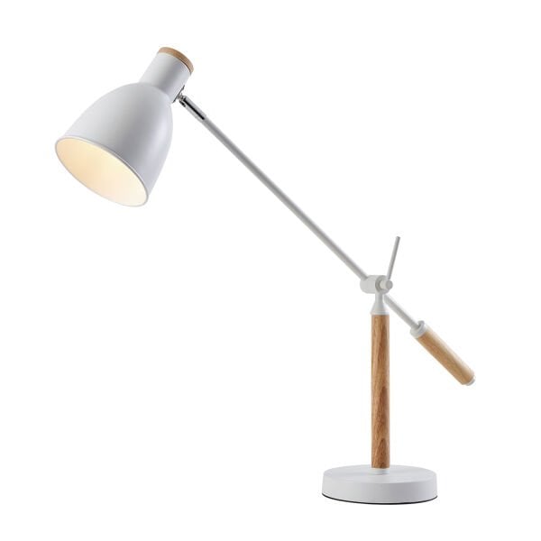 Marmo Ahşap Detaylı Beyaz Ders Çalışma Masası Lambası