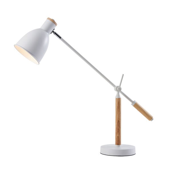 Marmo Ahşap Detaylı Beyaz Ders Çalışma Masası Lambası