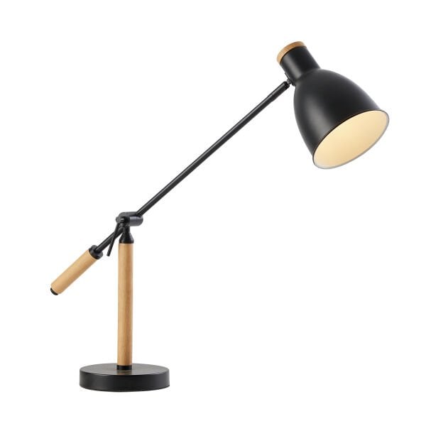 Marmo Ahşap Detaylı Siyah Ders Çalışma Masası Lambası