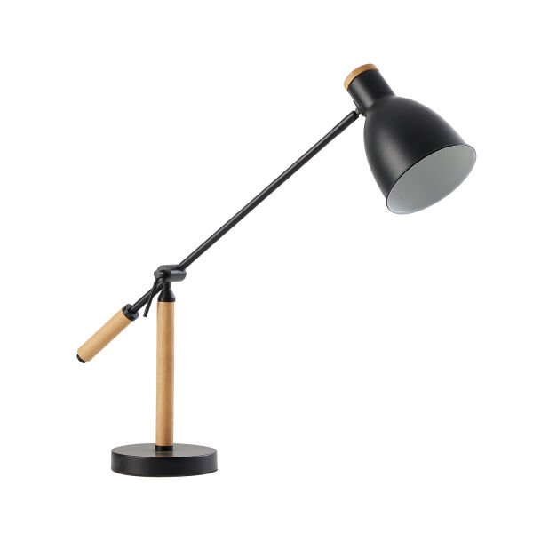 Marmo Ahşap Detaylı Siyah Ders Çalışma Masası Lambası