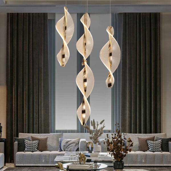 Gupse 4 lü Yuvarlak 62 watt Ledli Modern Tasarım Oturma Odası Salon Avize