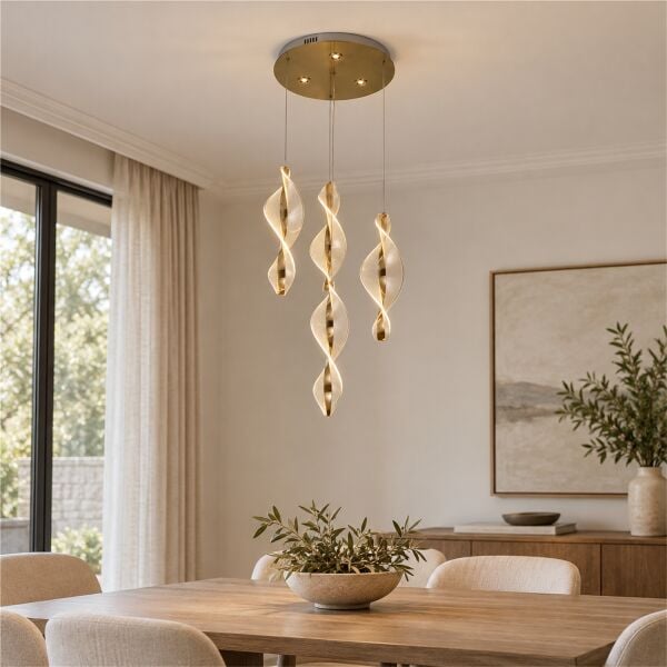 Gupse 4 lü Yuvarlak 62 watt Ledli Modern Tasarım Oturma Odası Salon Avize
