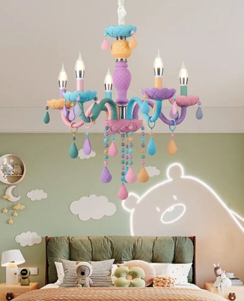 Kona 5'Li Cam Kollu Çok Renkli Çocuk Odası Salon Avize