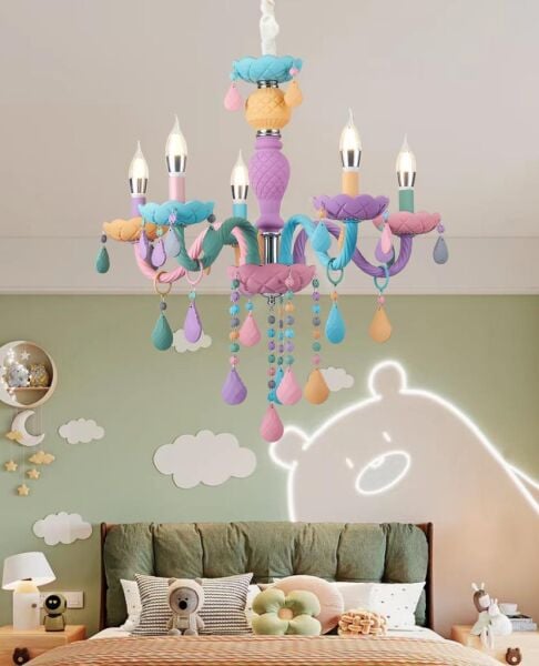 Kona 5'Li Cam Kollu Çok Renkli Çocuk Odası Salon Avize