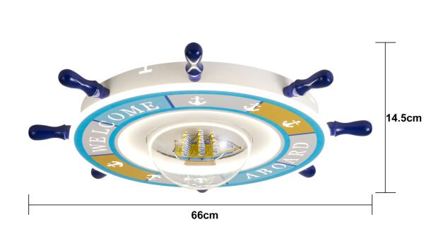 Loui Ledli Gemi Dümeni Desenli Plafonyer Çocuk Odası Avize
