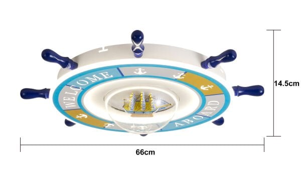 Loui Ledli Gemi Dümeni Desenli Plafonyer Çocuk Odası Avize