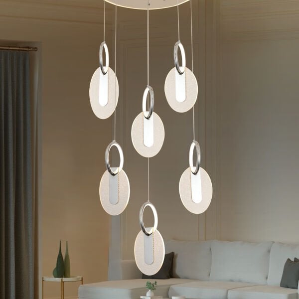 Enola 6 lı Yuvarlak 107 watt Ledli Modern Tasarım Oturma Odası Salon Avize
