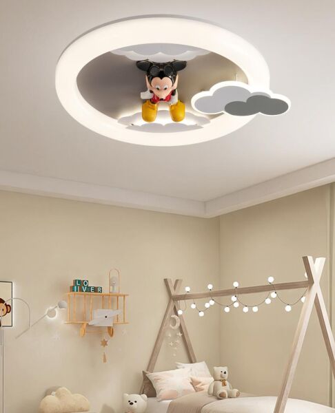 Moddy Ledli Mickey Desenli Plafonyer Çocuk Odası Avize