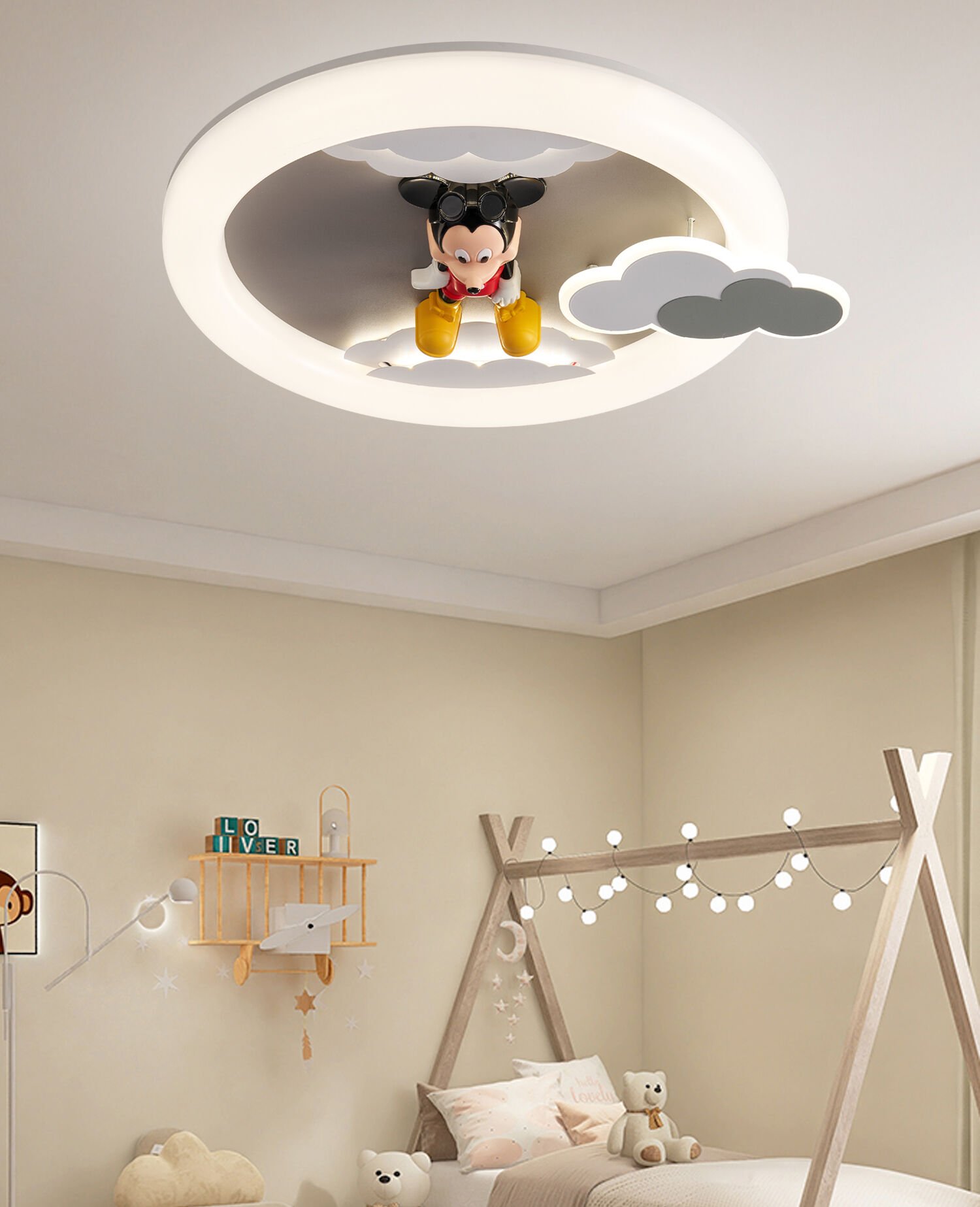 Moddy Ledli Mickey Desenli Plafonyer Çocuk Odası Avize