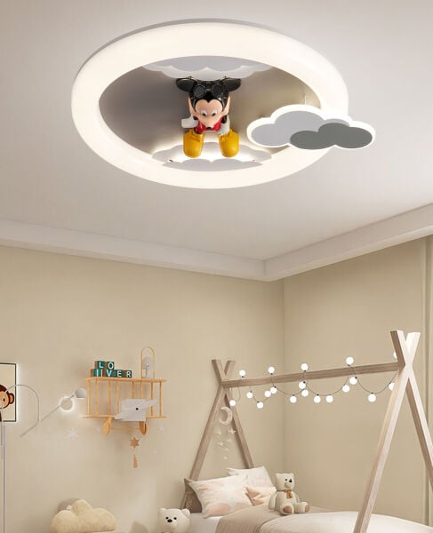 Moddy Ledli Mickey Desenli Plafonyer Çocuk Odası Avize
