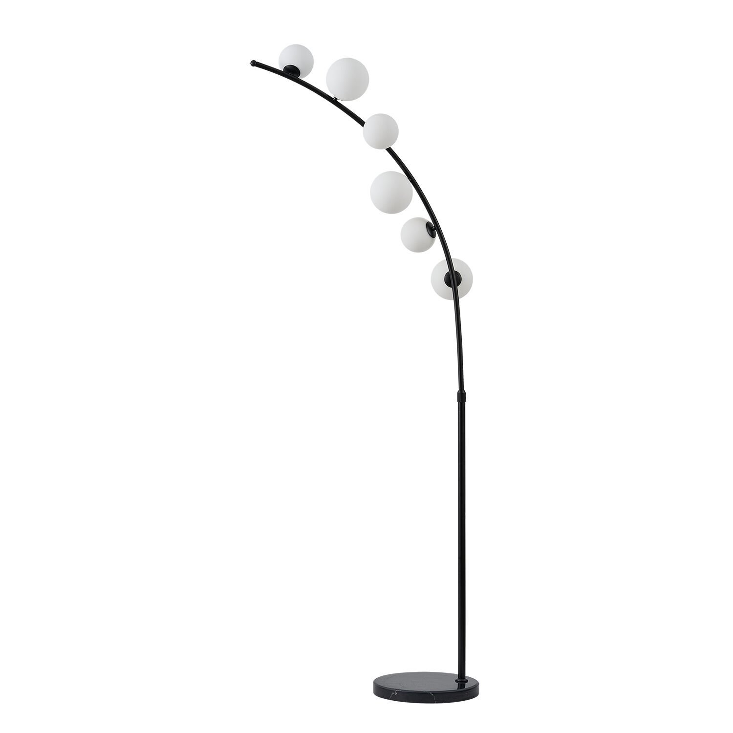 Felin Siyah 6 Cam Başlıklı Deve Boynu Lambader