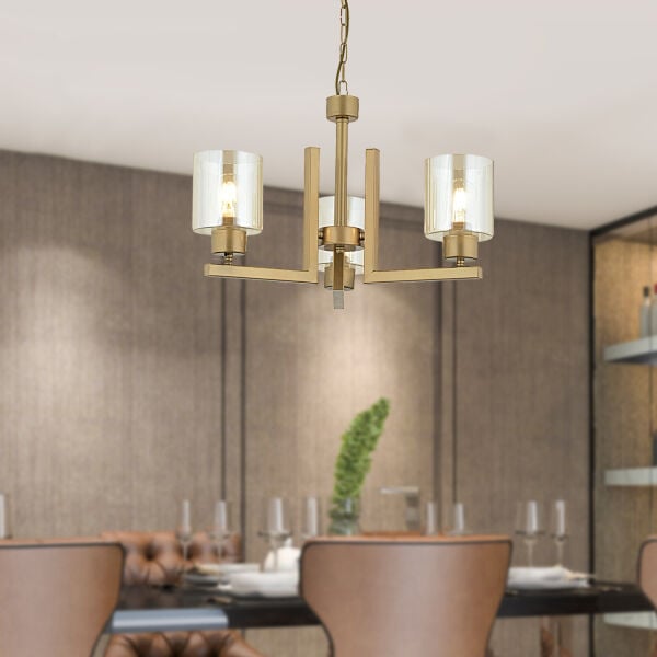 Tasse 3 Lü Eskitme Boyalı Avize Bal Camlı Modern Genç Odası Yatak Odası Salon Avize