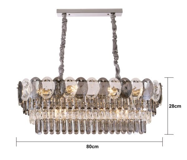 Sento 80'Lik Yemek Masası Üstü Sıralı Kristallli Avize