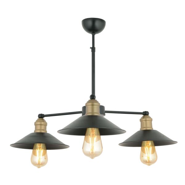 Yanko 3 Lü Siyah Eskitme Aşağı Bakar Modern Sarkıt Genç OdasıYatak odası Retro Salon Avize