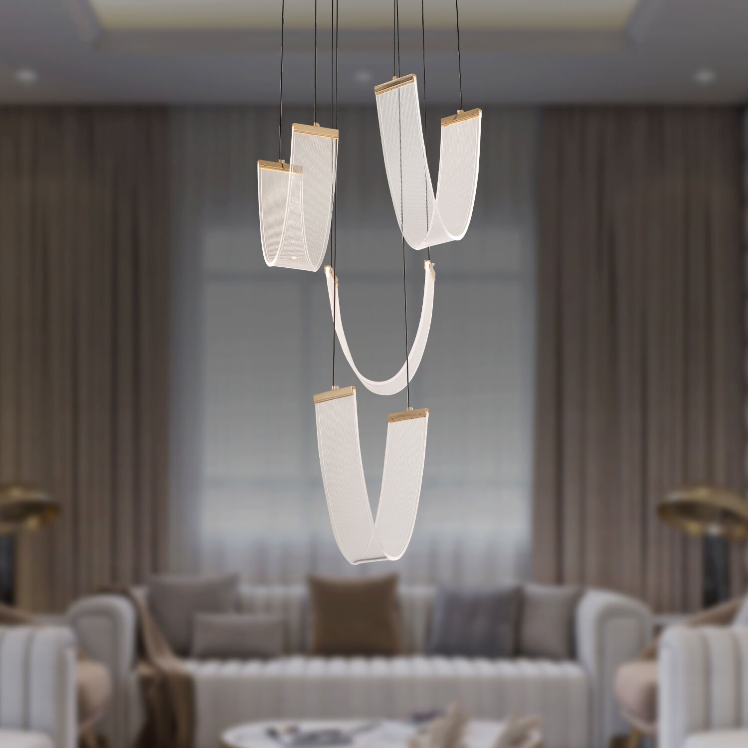 Rosalina 4 lü Yuvarlak 24 watt Ledli Modern Tasarım Oturma Odası Salon Avize