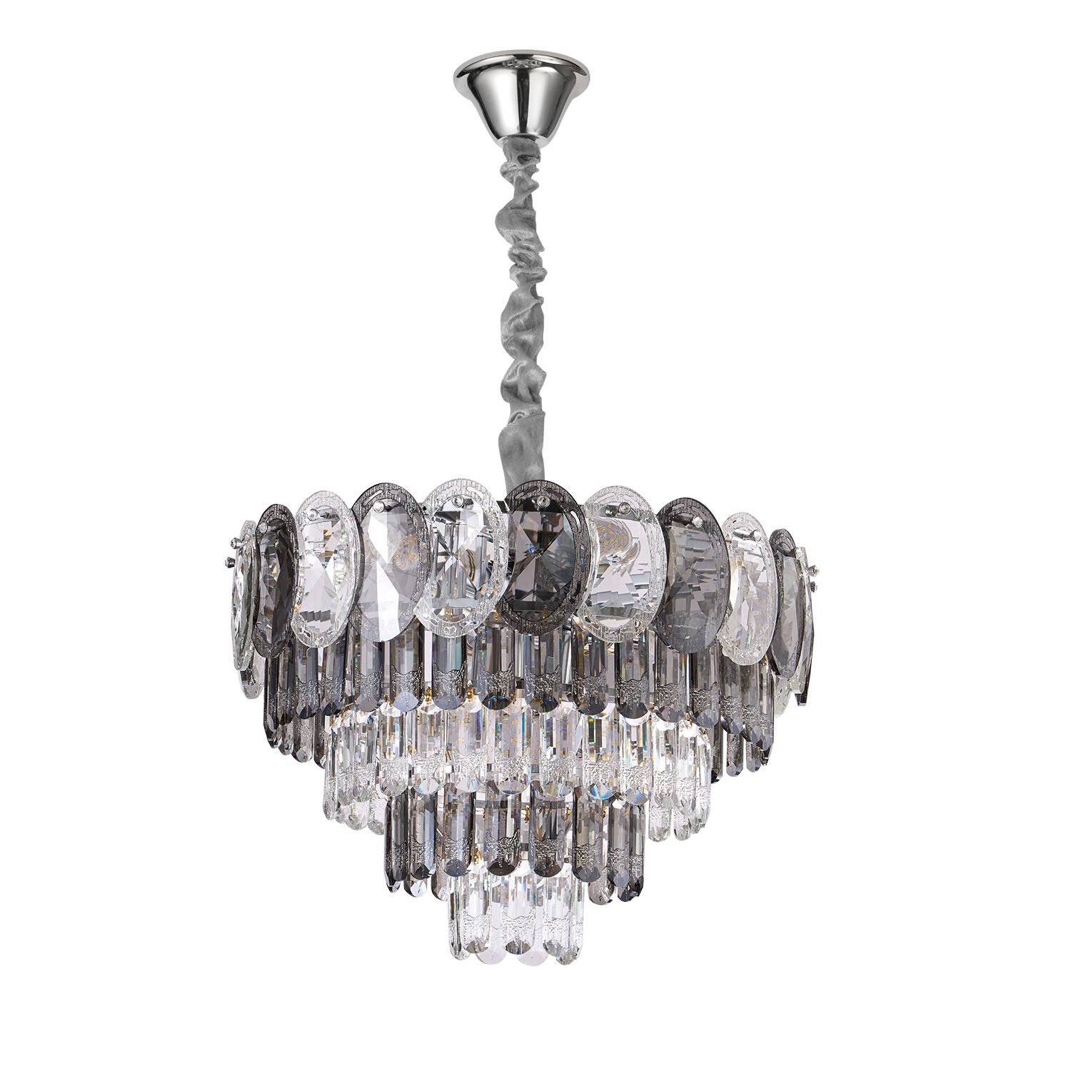 Sento 50'Lik Krom Yuvarlak Kristalli Avize