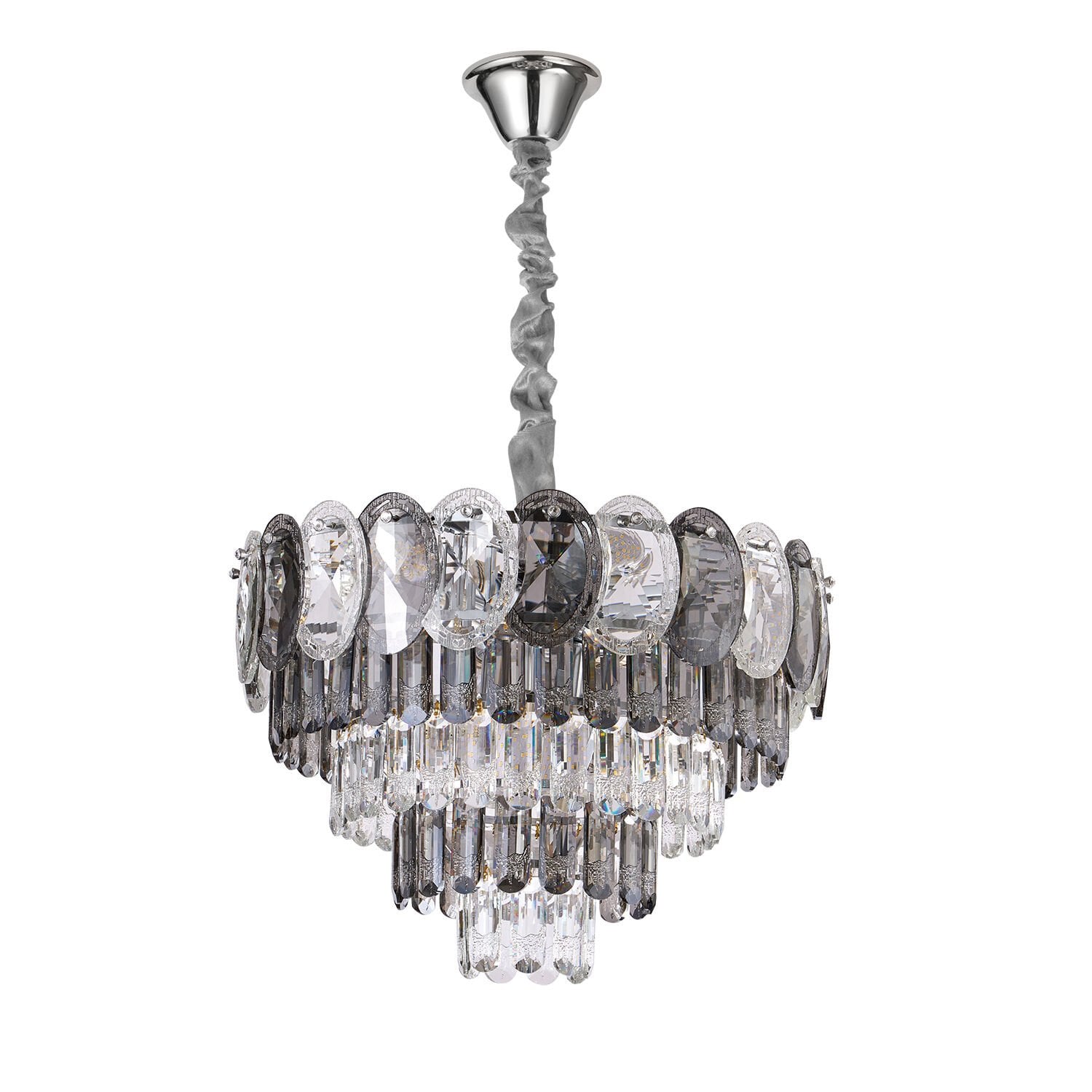 Sento 50'Lik Krom Yuvarlak Kristalli Avize