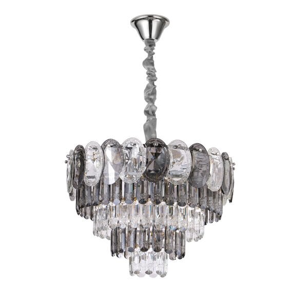 Sento 50'Lik Krom Yuvarlak Kristalli Avize