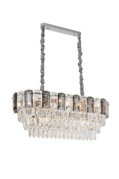 Colın 80'Lik Yemek Masası Üstü Krom Kaplamalı Kristalli Avize