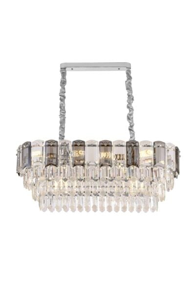 Colın 80'Lik Yemek Masası Üstü Krom Kaplamalı Kristalli Avize