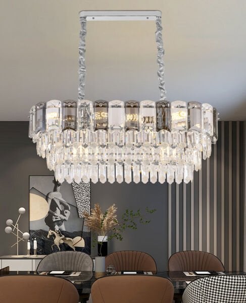 Colın 80'Lik Yemek Masası Üstü Krom Kaplamalı Kristalli Avize