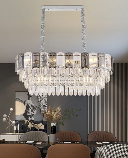 Colın 80'Lik Yemek Masası Üstü Krom Kaplamalı Kristalli Avize