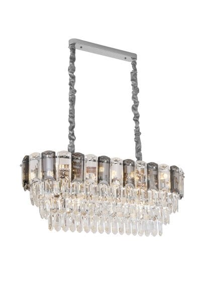 Colın 80'Lik Yemek Masası Üstü Krom Kaplamalı Kristalli Avize