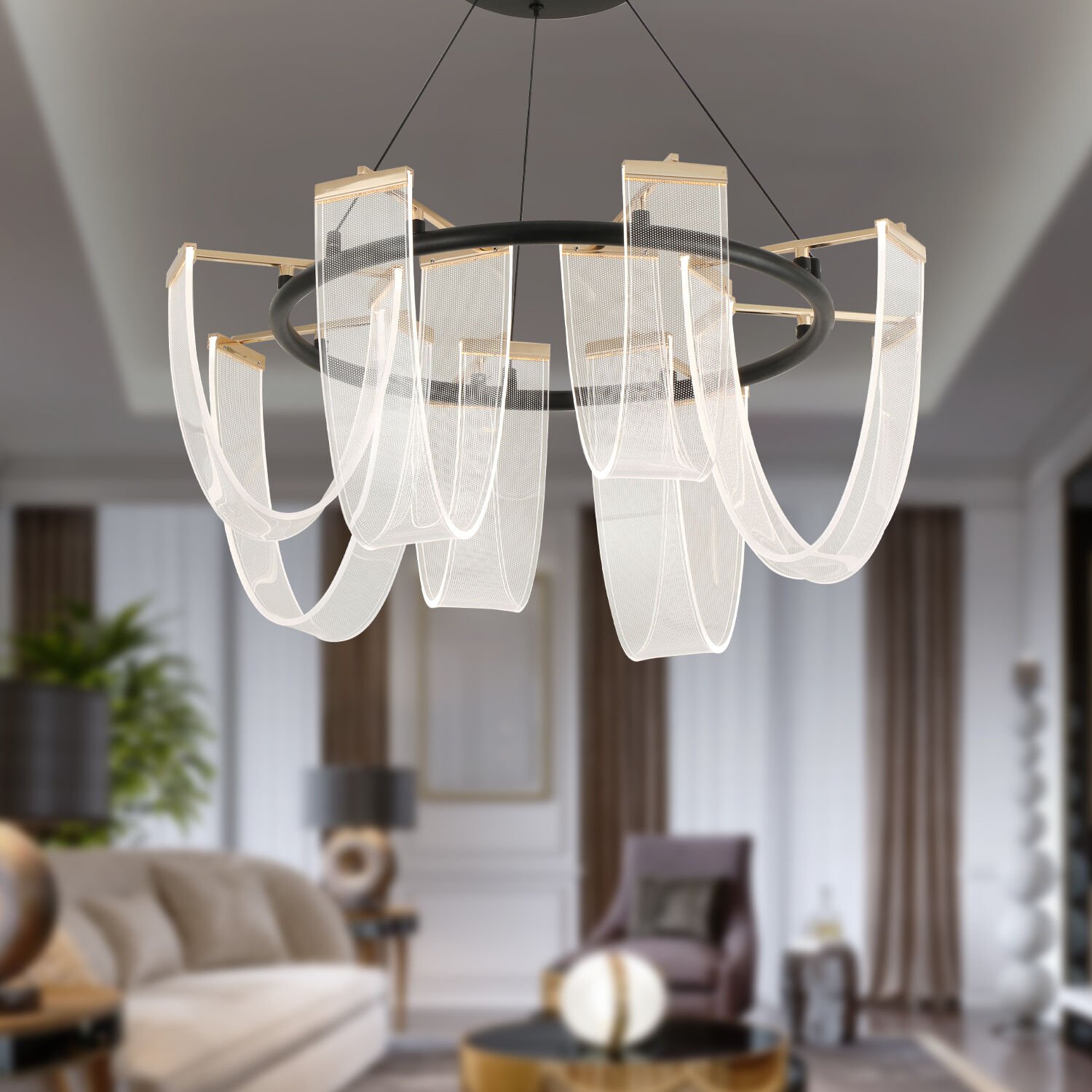 Rosalina 8 li Yuvarlak 24 watt Ledli Modern Tasarım Oturma Odası Salon Avize