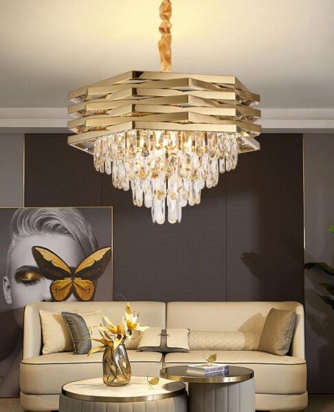 Corde 50'Lik Gold Kaplamalı Kristal Avize