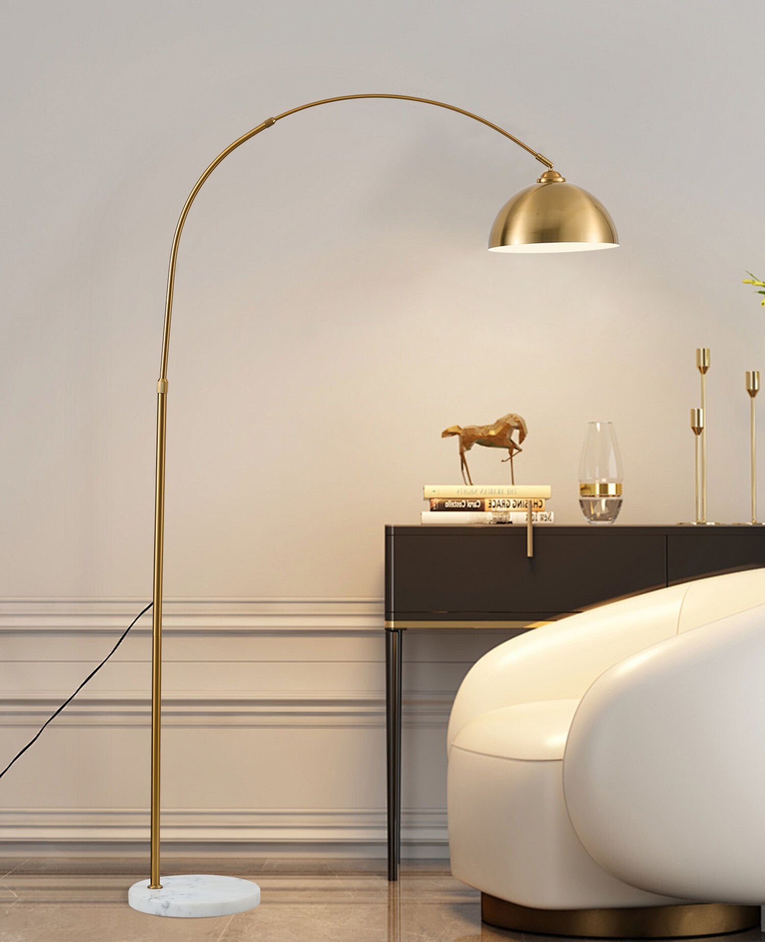 Liona Eskitme Kaplamalı Deve Boynu Lambader