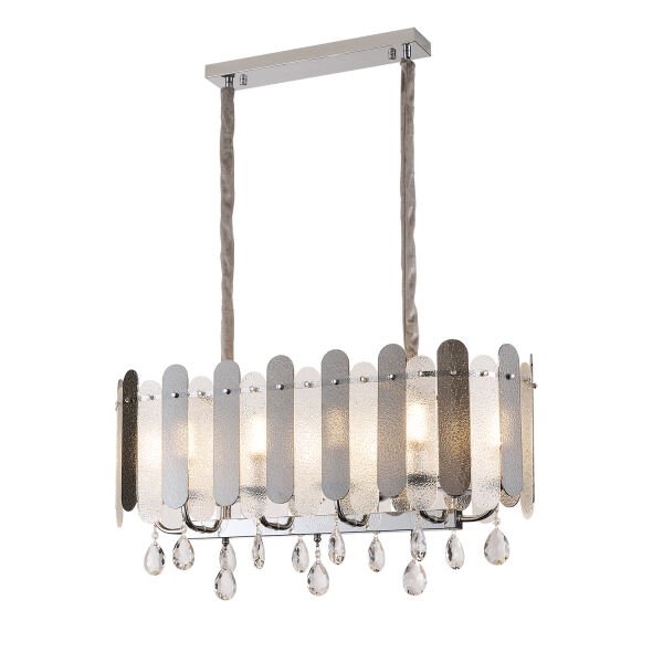 Madera 80'Lik Krom Füme Camlı Kristal Taşlı Avize