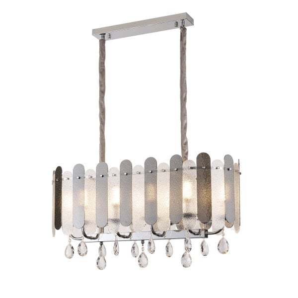 Madera 80'Lik Krom Füme Camlı Kristal Taşlı Avize