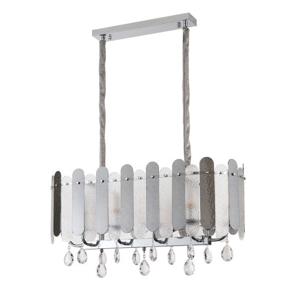 Madera 80'Lik Krom Füme Camlı Kristal Taşlı Avize