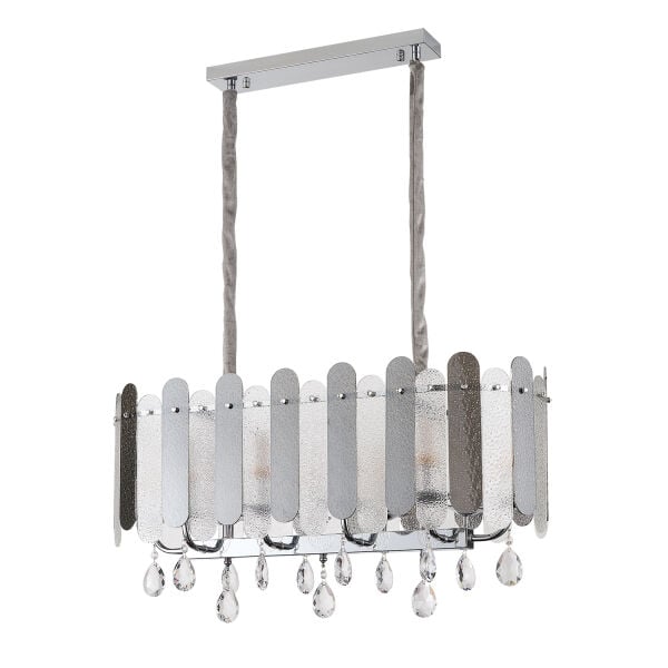 Madera 80'Lik Krom Füme Camlı Kristal Taşlı Avize