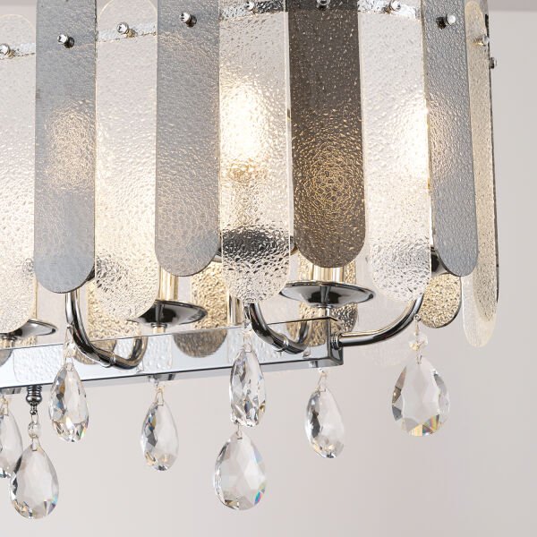 Madera 80'Lik Krom Füme Camlı Kristal Taşlı Avize